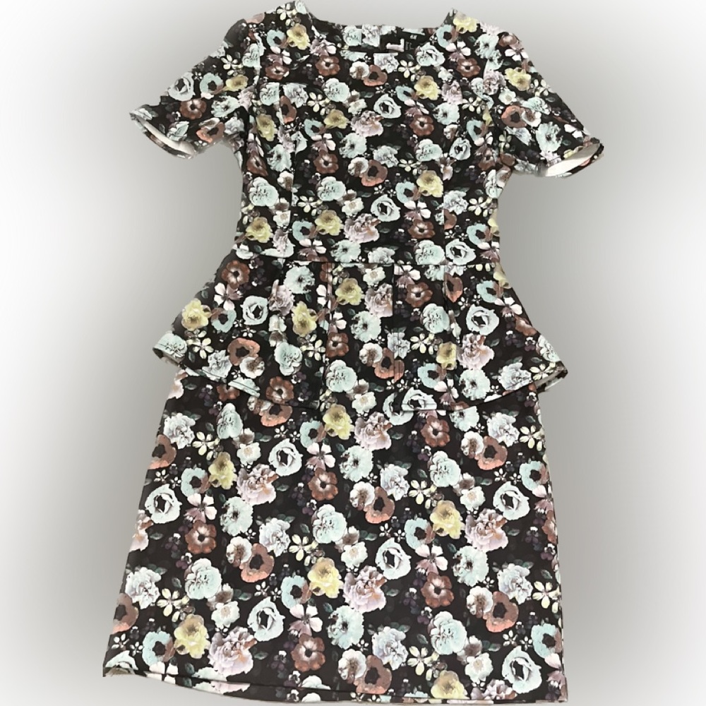 H&M Flowered Peplum Dress